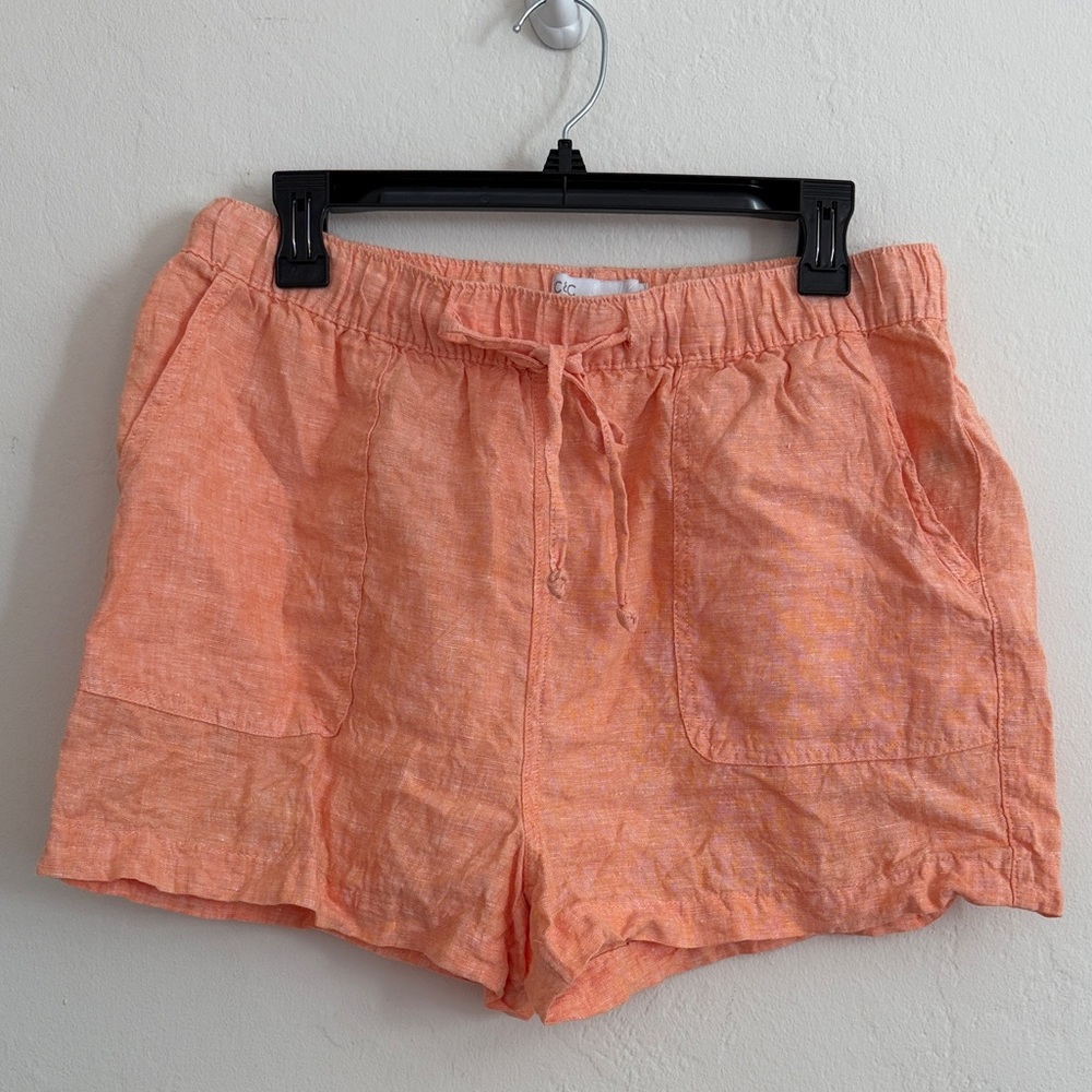 C&C California Light Orange Linen Cargo Shorts Large NWOT